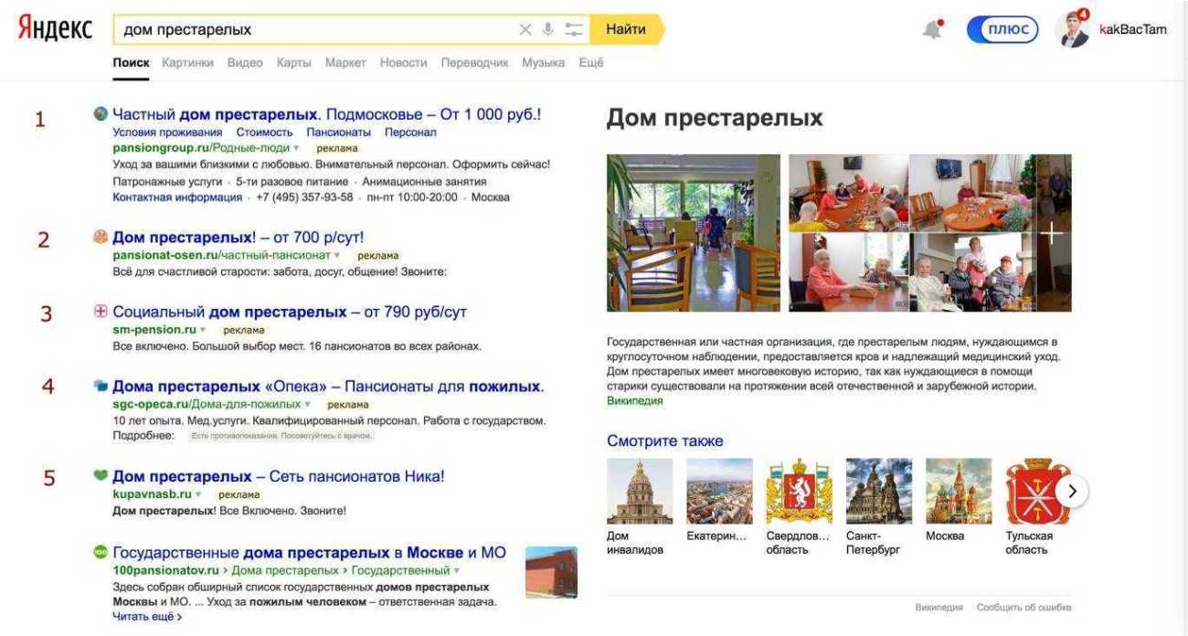 Реклама Яндекса в поисковой выдаче